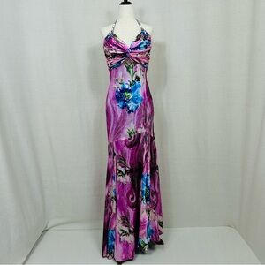 Cassandra Stone Floral Prom Dress in Pink and Blue Size 4